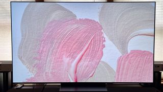 The LG C4 OLED TV showing artwork in ambient mode