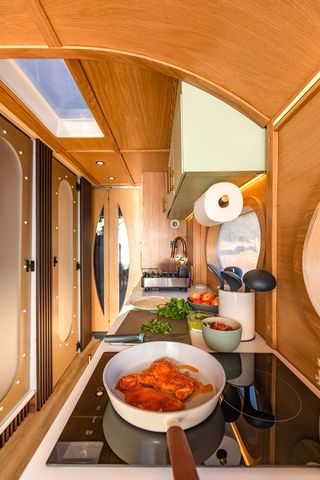 Inside RollAway's camper van