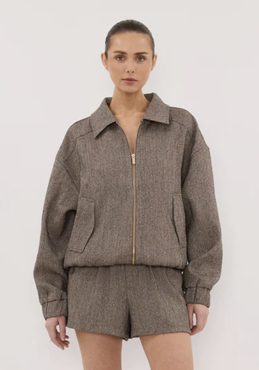 Dissh, FRANKIE CHOC TWEED BOMBER JACKET