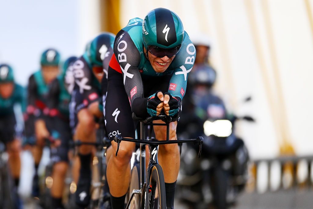 UTRECHT NETHERLANDS AUGUST 19 Danny Van Poppel of Netherlands and Team Bora Hansgrohe sprints during the 77th Tour of Spain 2022 Stage 1 a 233km team time trial in Utrecht LaVuelta22 WorldTour on August 19 2022 in Utrecht Netherlands Photo by Tim de WaeleGetty Images