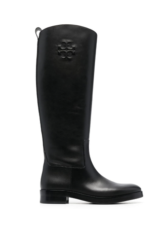 Tory Burch Logo Embossed Riding Boot