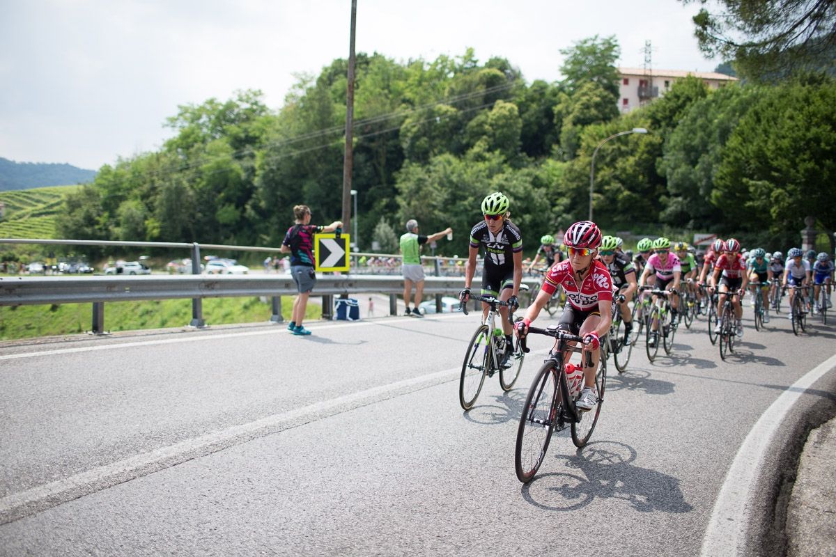Emma Pooley (GBR) of Lotto Soudal Cycling Team leads the peloton during the Giro Rosa 2016 - Stage 1.