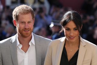 Prince Harry, Duke of Sussex and Meghan, Duchess of Sussex arrive for an engagement at Edes House