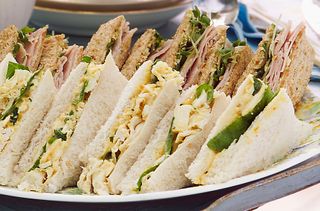 Ham and Tewkesbury butter sandwiches