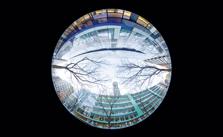 'London, Fitzroy Street', 2010, focuses on the road between two buildings occupied by the Arup engineering firm