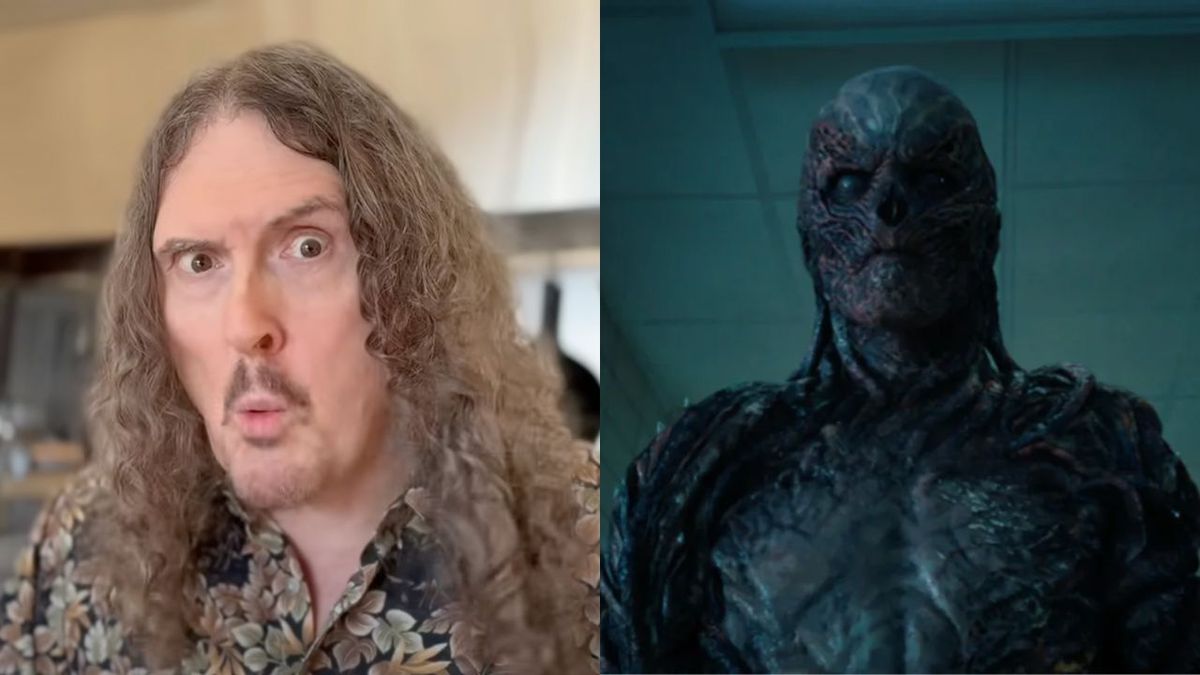 Weird Al Yankovic from a youtube video beside Vecna in Stranger Things