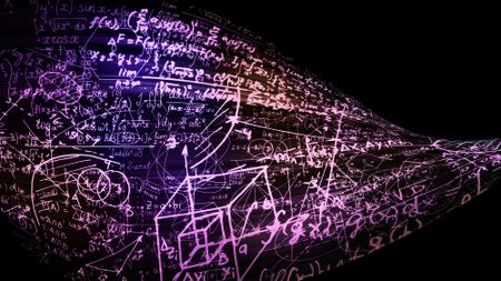An illustration of a series of colorful drawings and numbers against a dark background