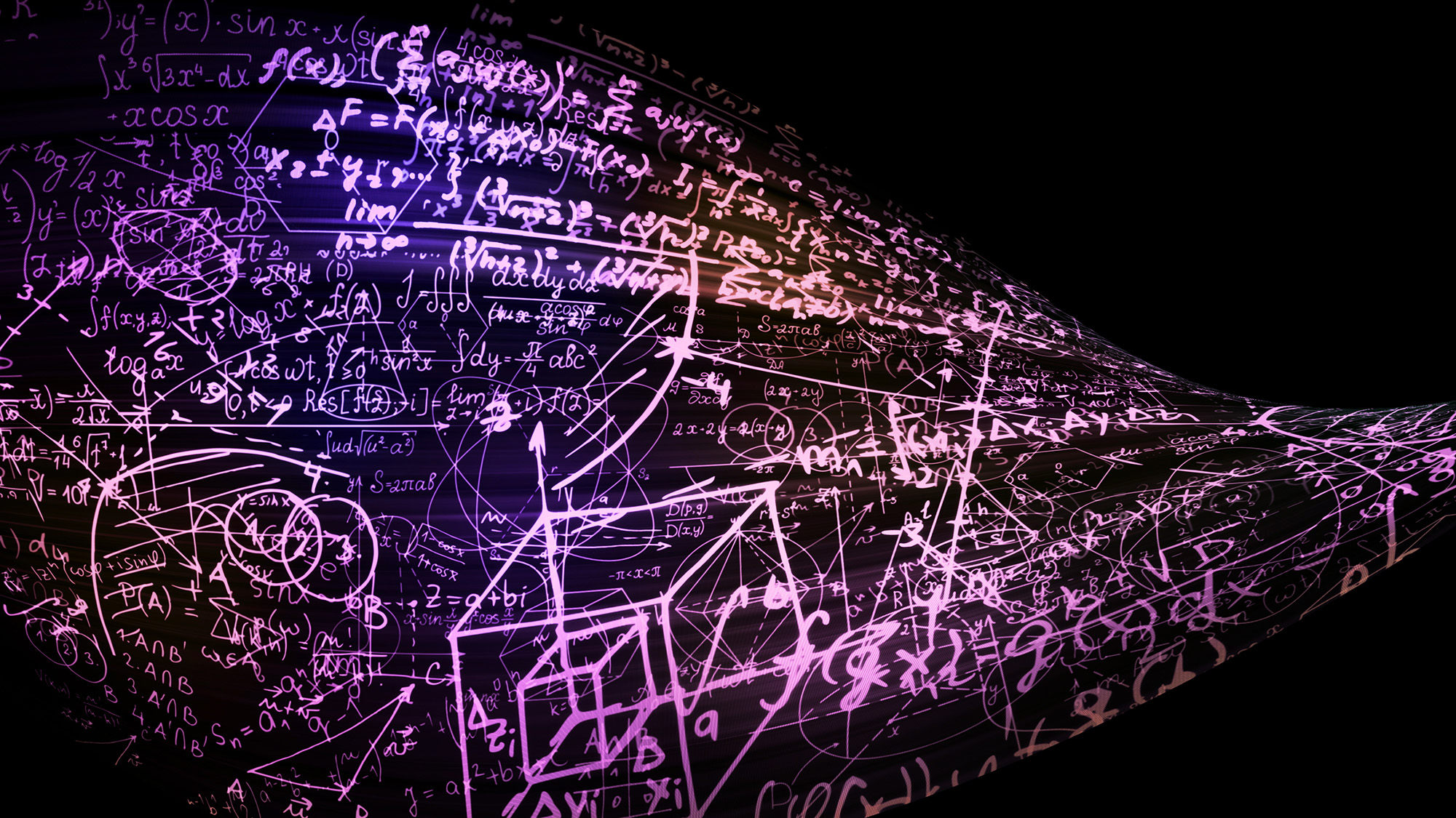 An illustration of a series of colorful drawings and numbers against a dark background