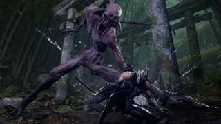 A screenshot of Ryu killing a monster during the upcoming Xbox Series X game, Ninja Gaiden 4.