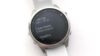 Auto pause settings on Garmin Fenix 7S watch