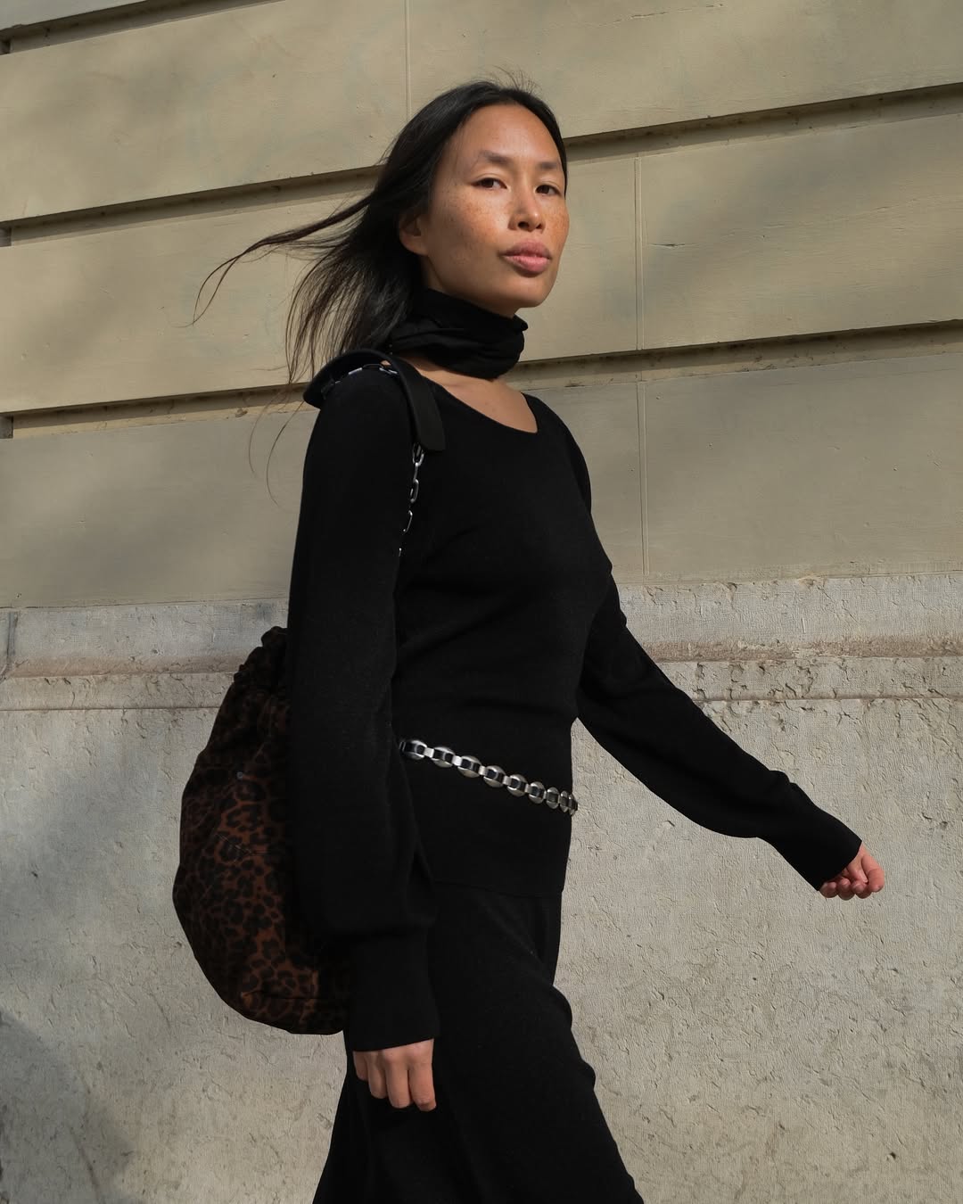 Anne-Victoire Lefevre wears scarf detail