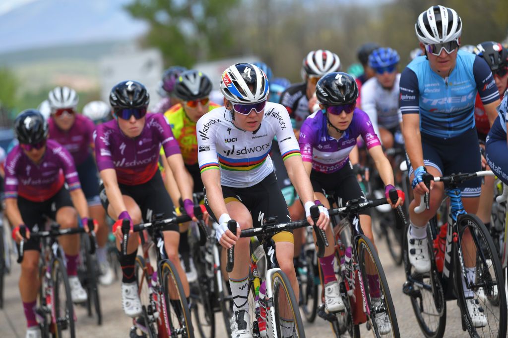 LAGUNAS DE NEILA SPAIN MAY 23 Anna Van Der Breggen of Netherlands and Team SD Worx during the 6th Vuelta A Burgos Feminas 2021 Stage 4 a 1216km stage from Quintanar de la Sierra to Lagunas De Neila 1870m VueltaBurgos BurgosFem UCIWWT on May 23 2021 in Lagunas De Neila Spain Photo by Luc ClaessenGetty Images