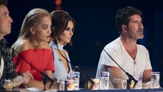 X Factor judges Nick Grimshaw, Rita Ora, Cheryl Fernandez-Versini and Smon Cowell