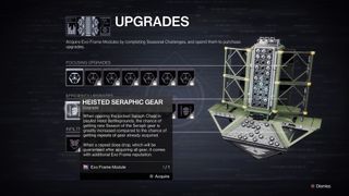 Destiny 2 season of the seraph exo frame upgrades menu