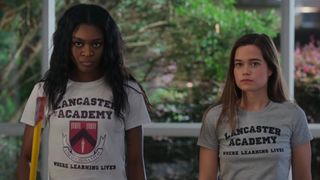 Imani Lewis as Cal and Sarah Catherine Hook as Juliette in Netflix's First Kill