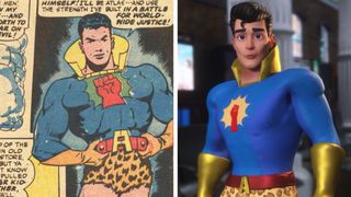 Superhero Atlas the Mighty from a 1964 comic and the hero in 3D in the new Atlas The Animated Movie
