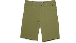 Chrome Industries Folsom 2.0 shorts in khaki green on a white background
