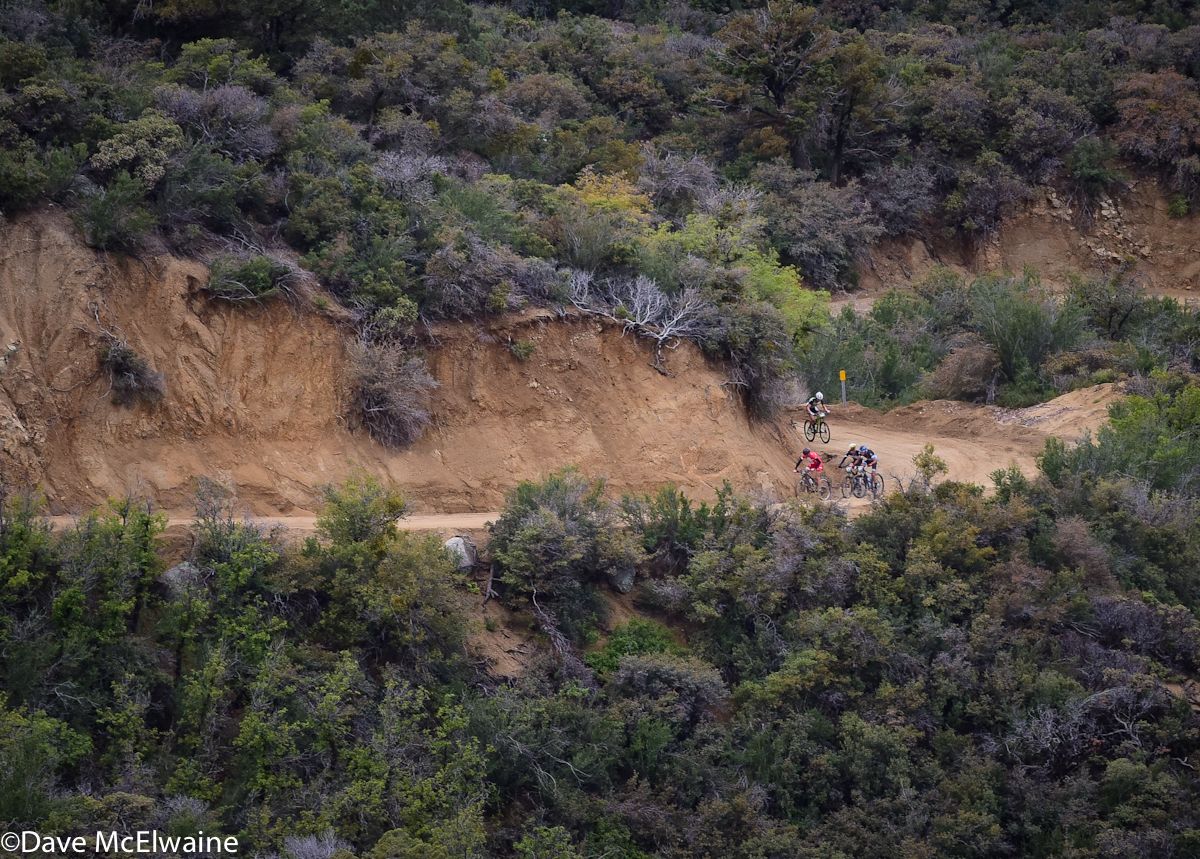 Christoph Sauser (Specialized) attempting to get rid of Zandstra and Paez on the climb out of Skull Valley