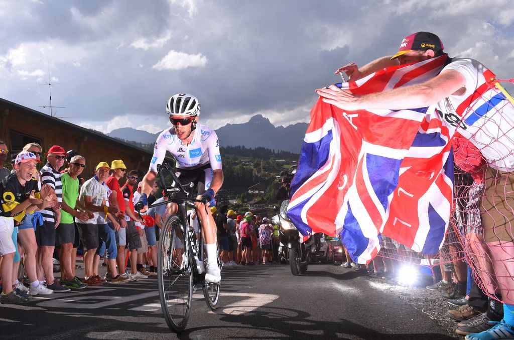 The British fans cheer on Adam Yates (Orica-BikeExchange)