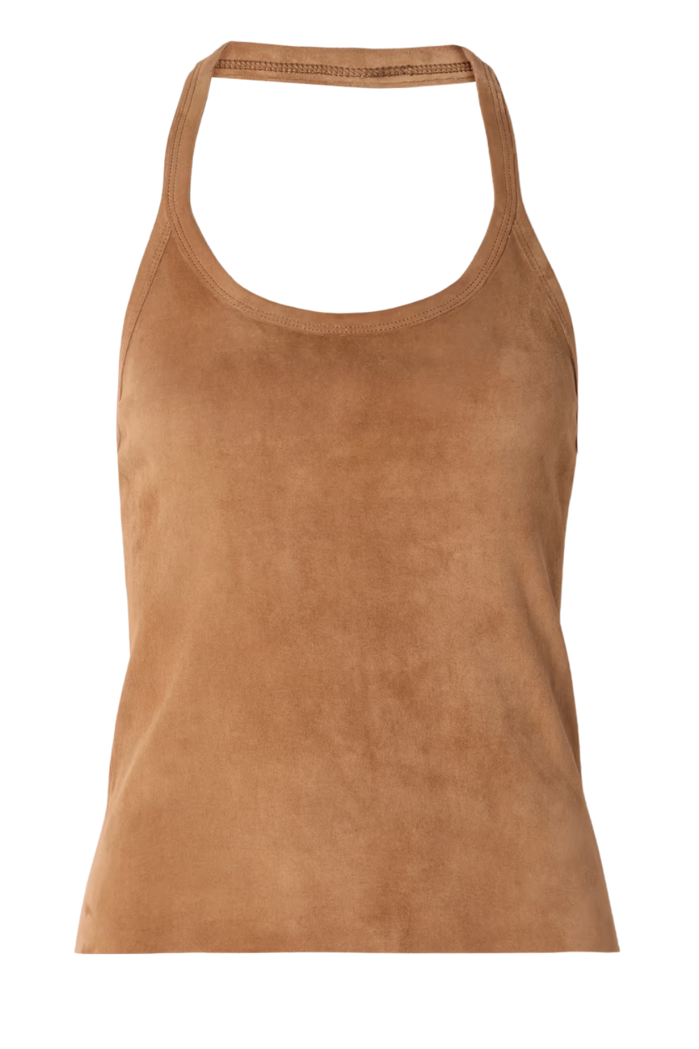 Cherry Open-Back Suede Halterneck Tank