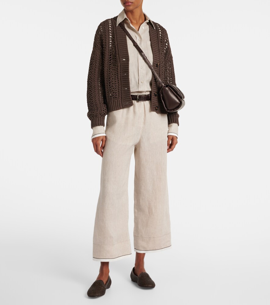 Linen Cropped Wide-Leg Pants