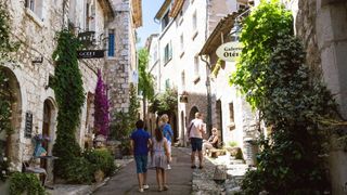 A typical winding street in Saint Paul de Vence, France