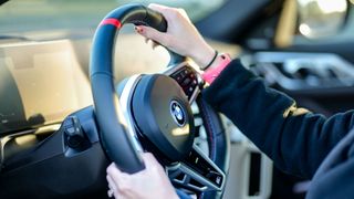 2025 BMW i4 M50 Gran Coupe steering wheel.