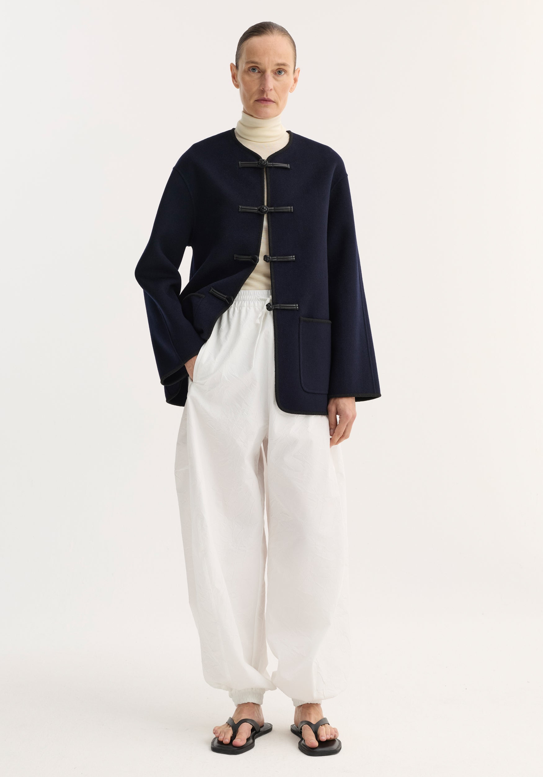 Double-Faced Wool Pankou Jacket | Navy