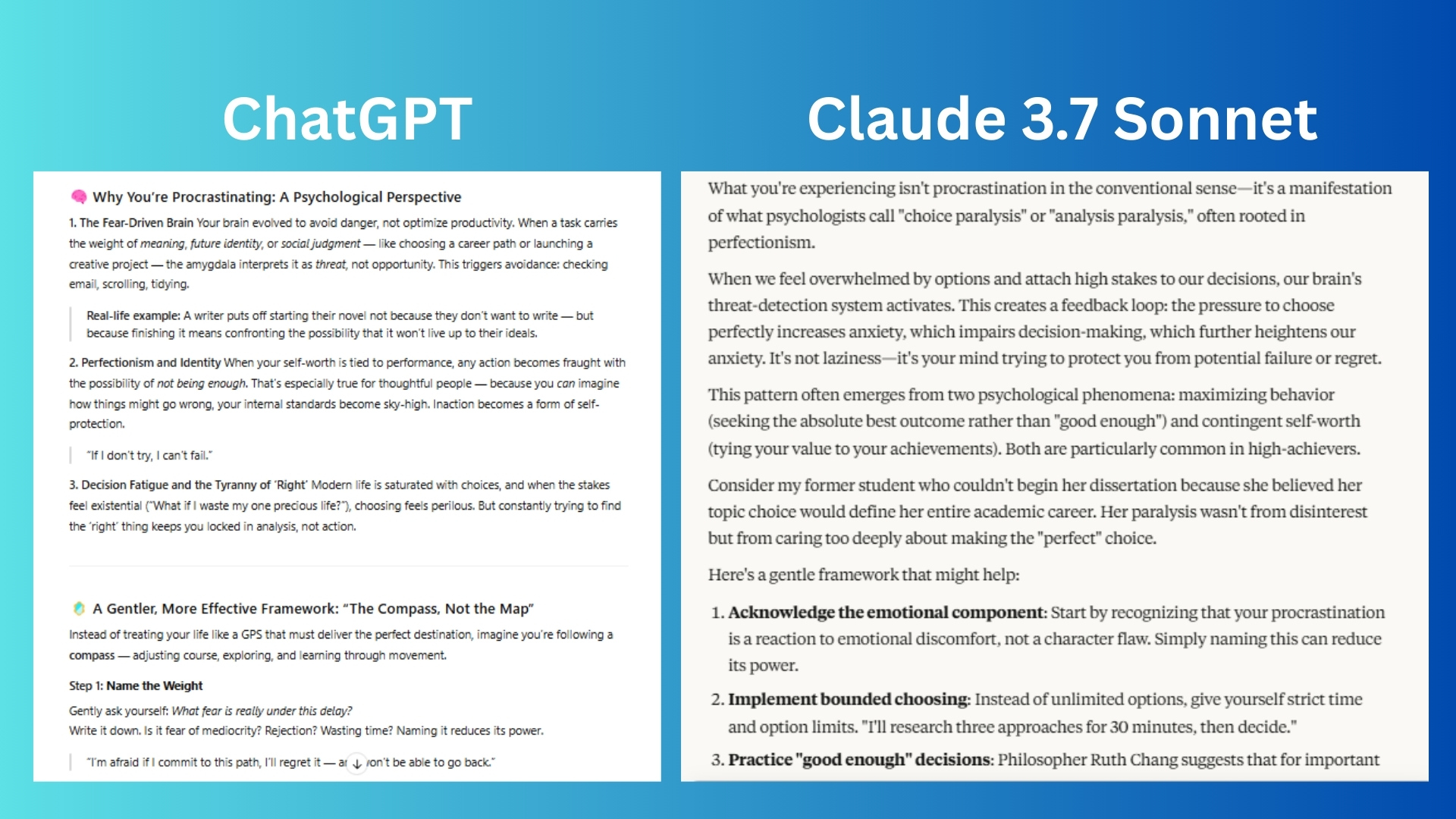 ChatGPT vs Claude screenshot