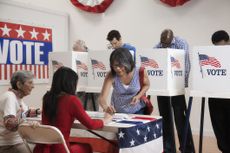 People voting at a U.S. polling place.