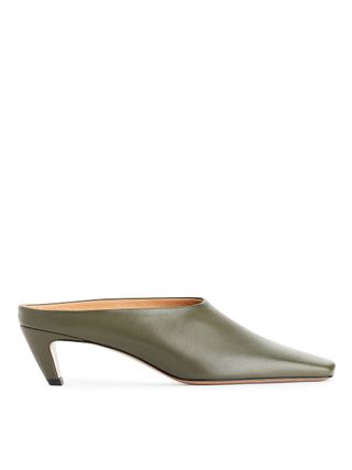 Heeled Leather Mules - Khaki Green - Arket Gb