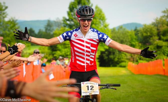 Lea Davison (Specialized) takes the win at Catamount for the second time in two years