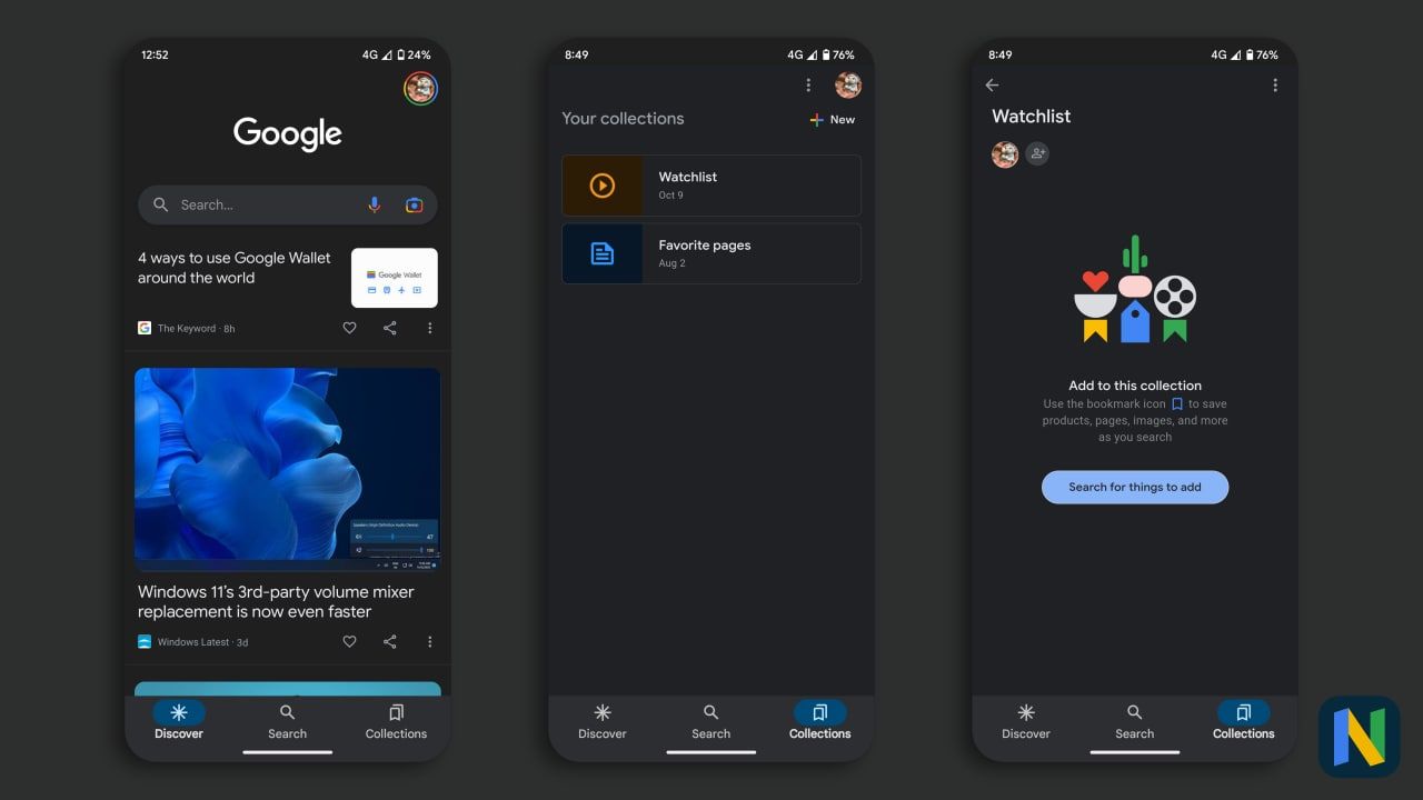 Google app Material You design elements