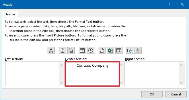 Header composer in Excelsd