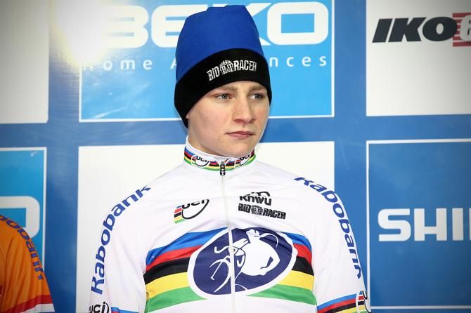 Mathieu Van der Poel on the podium in Hoogerheide