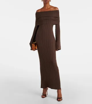 Off-Shoulder Silk-Blend Jersey Maxi Dress