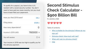 Second stimulus check calculator