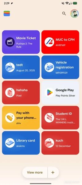 Google Wallet's rumored "View more" could deliver a more expansive grid view for your saved passes and cards.