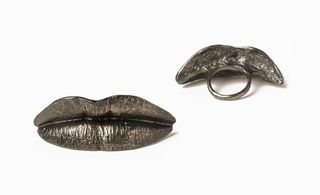Jannis Kounellis 'lips' made from white gold in black rhodium