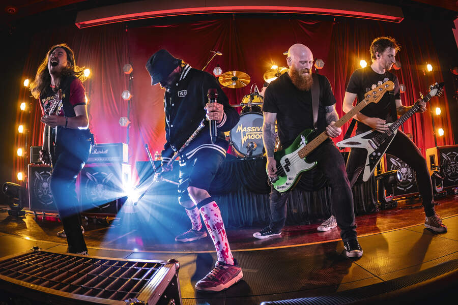 Massive Wagons onstage at the Great Hall, Lancaster