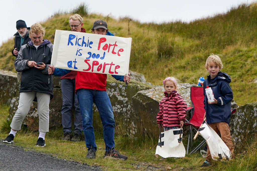 BARNARD CASTLE ENGLAND SEPTEMBER 06 Fans wait as the peloton approaches the climb at Chapel Fell in Weardale during Stage 3 of the Tour of Britain on September 06 2022 in Barnard Castle England The Tour of Britain 2022 is taking place from September 4 through 11 The 1352km route will take the peloton all the way from Aberdeen in Scotland down through England before finishing on the Isle of Wight Photo by Ian ForsythGetty Images