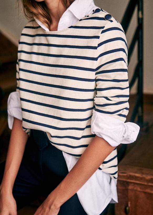 Colette Marini&amp;egrave;re - Ecru / Navy - Organic Cotton - Organic Textile - S&amp;eacute;zane