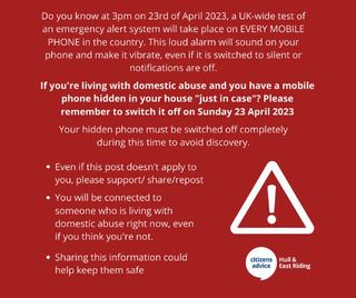 Emergency alert instructions for people living with domestic abuse