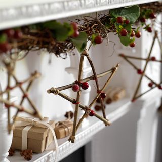 christmas decorations with twig stars sticks
