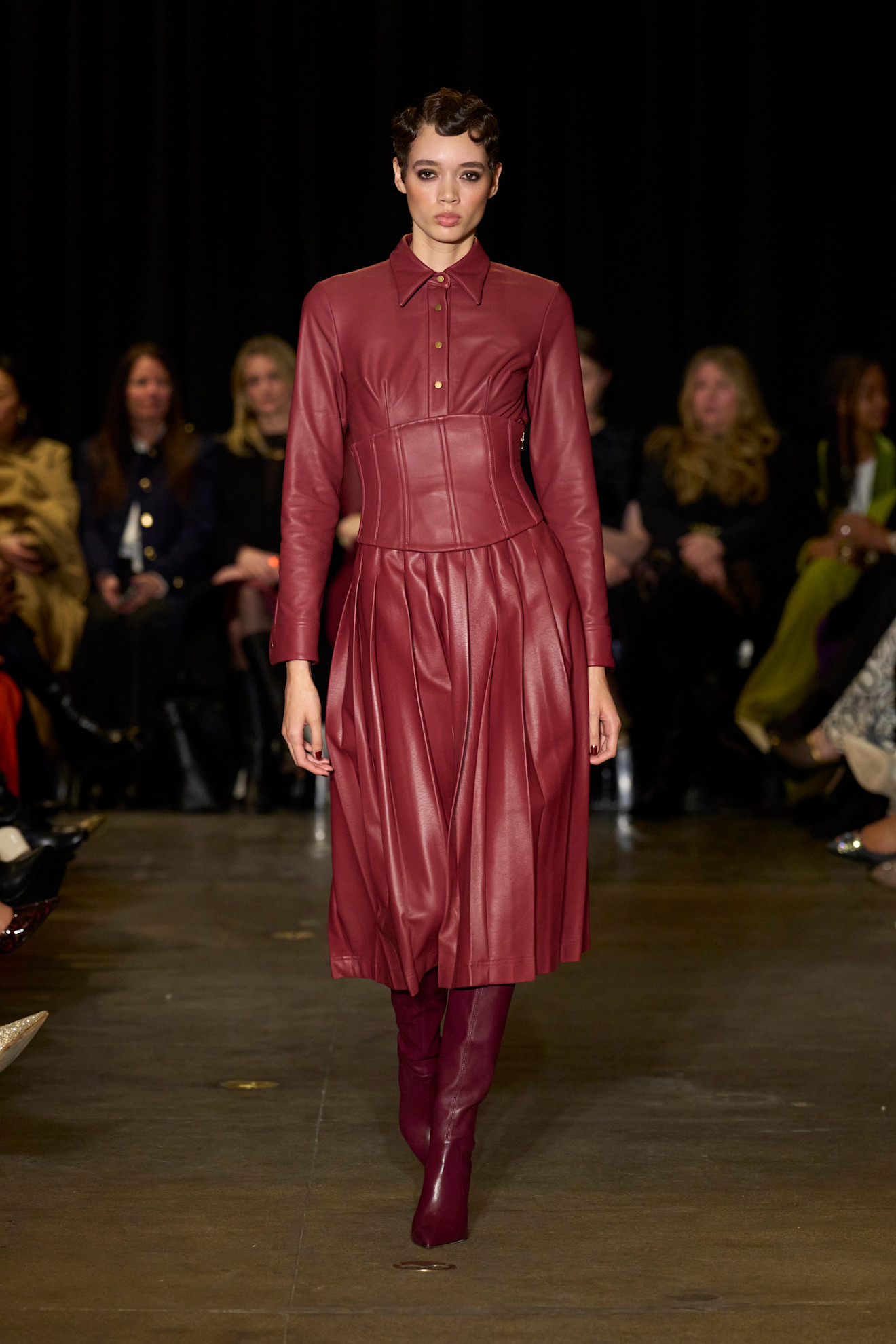 A model wore Blake Lively&#039;s leather look on the Sergio Hudson Fall 2025 runway