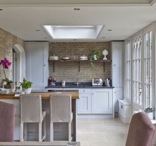 small kitchen extension with orangery style roof lantern