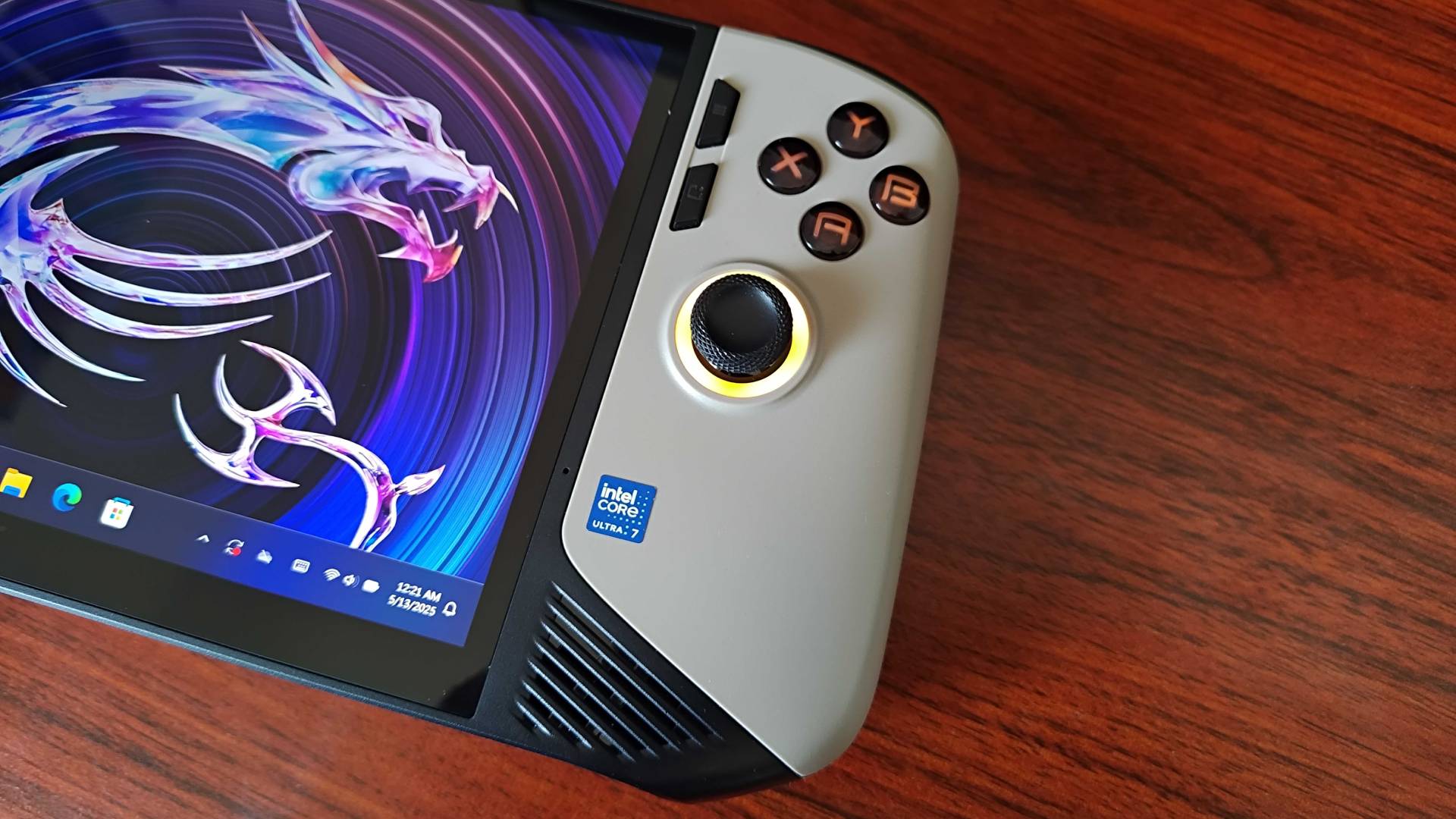 Close up of MSI Claw 8 AI+ face buttons and right thumbstick