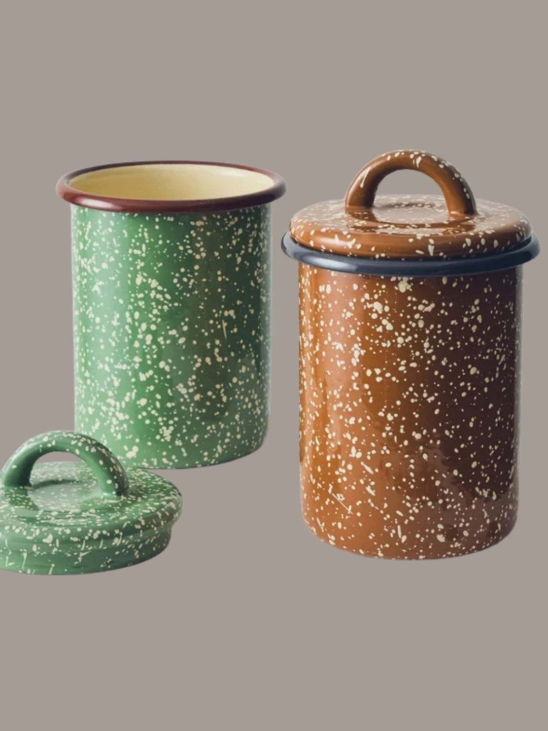 TOAST, Speckle Enamel Storage Jar in Mint/Cream
