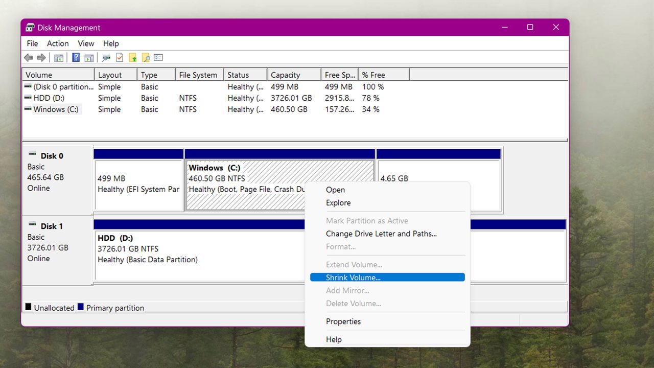 Windows 11 create partition screenshots
