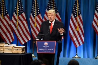 Alec Baldwin impersonates president-elect Donald Trump during a "Saturday Night Live" skit on Jan. 14, 2017.